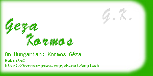 geza kormos business card